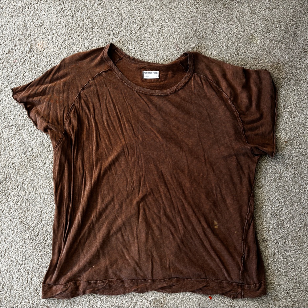 Free People We the Free Perfect Oversized Tee Chocolate Brown Short Sleeve Tee